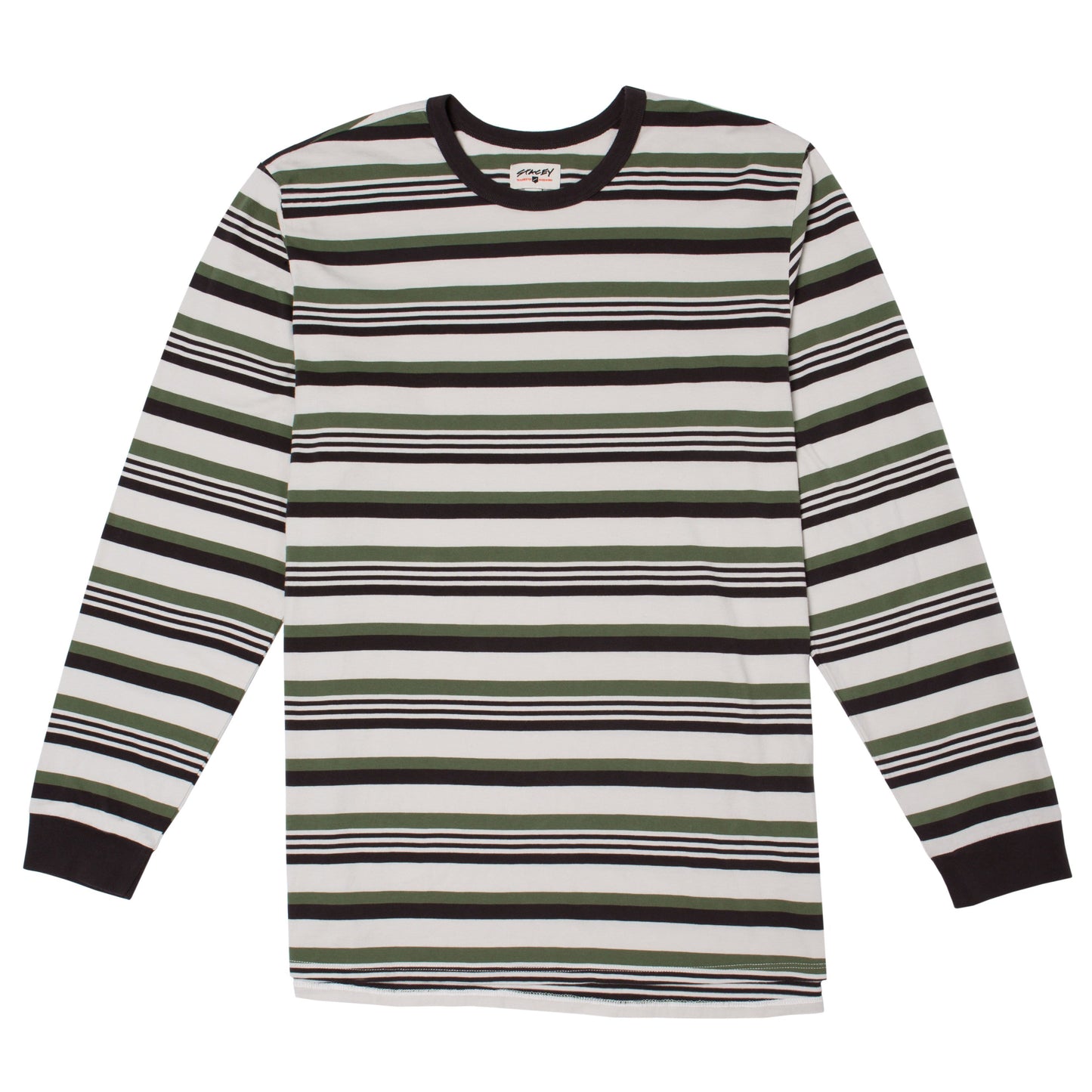Stacey Old School Vintage Striped L/S Tee - Natural / Vintage Black / Army