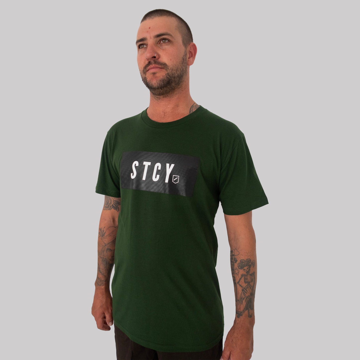 BLOCK TEE - FOREST GREEN