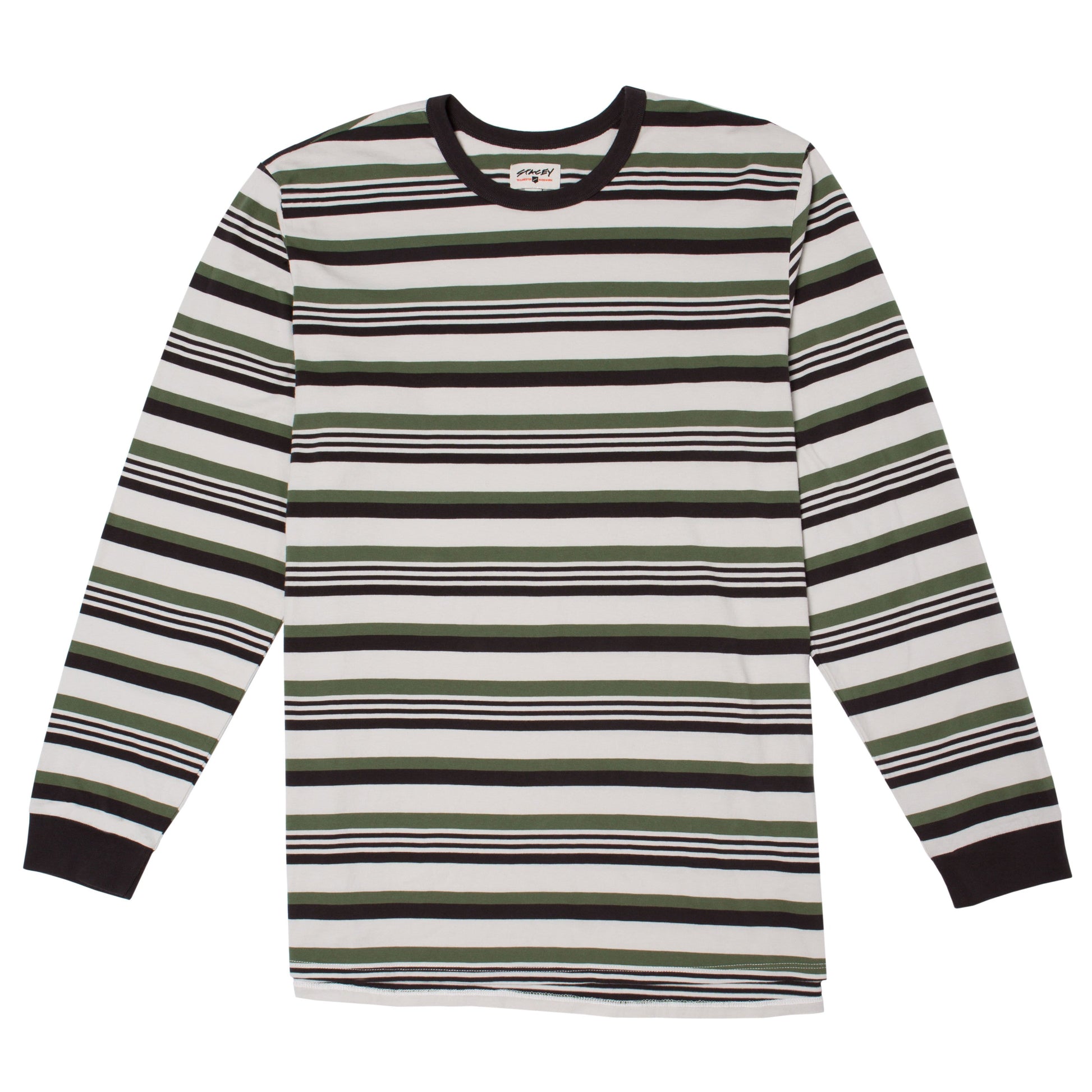 Stacey Old School Vintage Striped L/S Tee - Natural / Vintage Black / Army